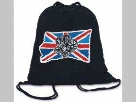 Union Jack - Britská vlajka s botami ľahké sťahovacie vrecko ( batôžtek / vak ) s čiernou šnúrkou, 100% bavlna 100 g/m2, rozmery cca. 37 x 41 cm